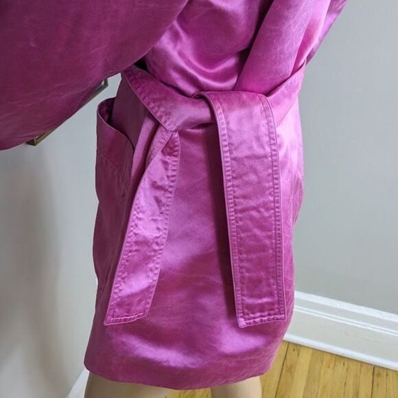 Vintage y2k 2000s Jennifer George Jacket Pink Satin Belt Tie Marbled Size 6 - Picture 4 of 9